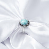 Larimar Ring, 925 Solid Sterling Silver Ring