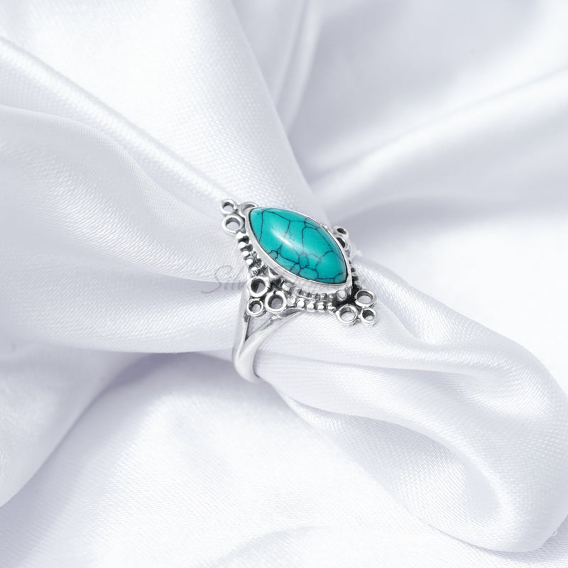 'Fortuna' Turquoise 925 Solid Sterling Silver Ring