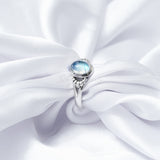 'Simple' Rainbow Moonstone 925 Solid Sterling Silver Ring