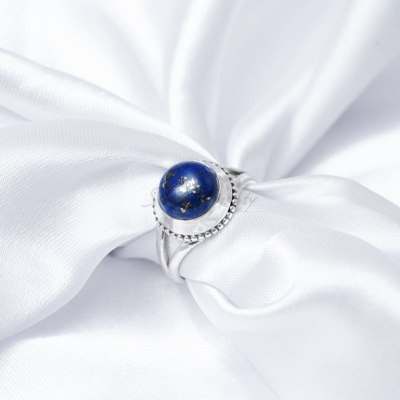 'Boho' Lapis Lazuli 925 Solid Sterling Silver Ring