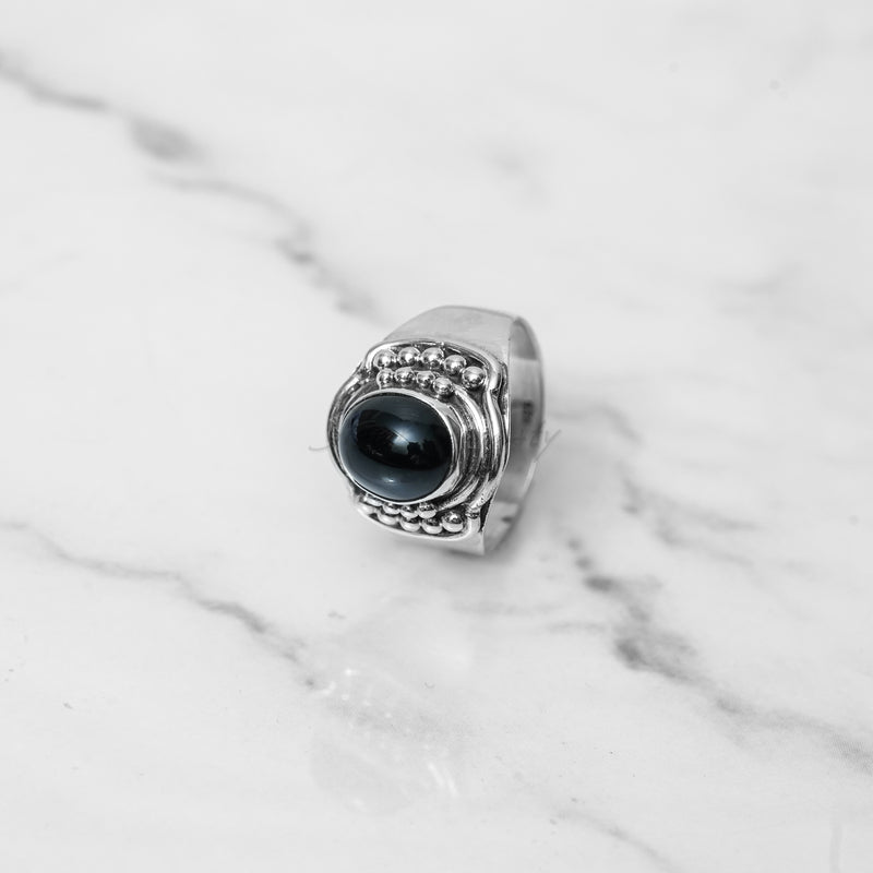 'BIA' Black Onyx 925 Solid Sterling Silver Ring