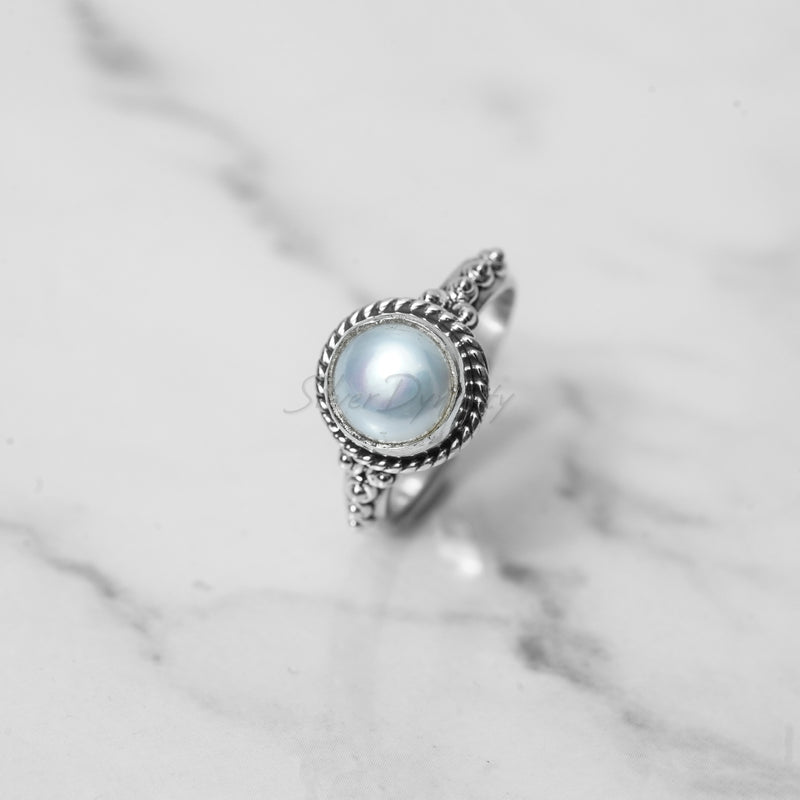 'Boho' Pearl 925 Solid Sterling Silver Ring