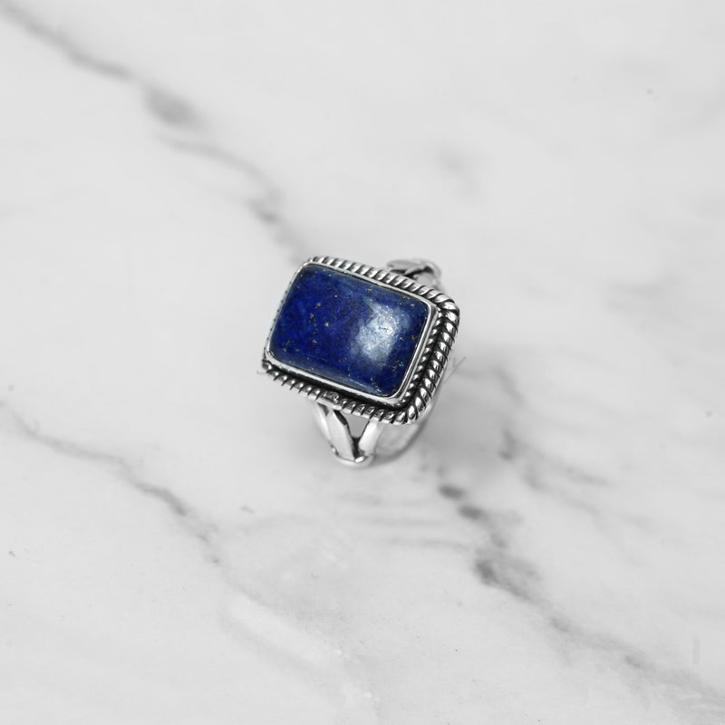 'Bold' Lapis Lazuli 925 Solid Sterling Silver Ring