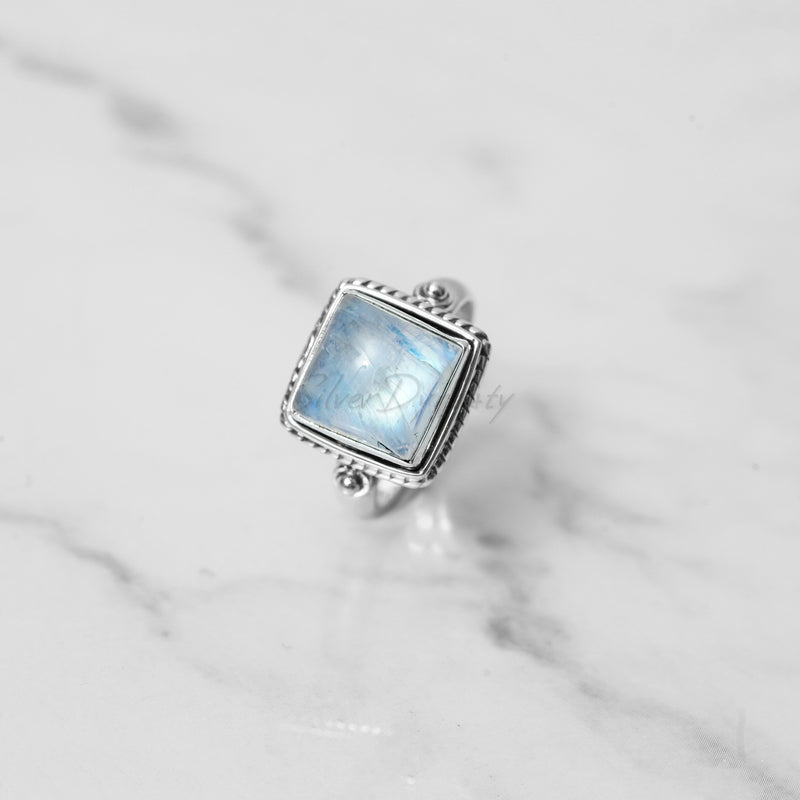 'Cocktail' Moonstone 925 Solid Sterling Silver Ring, Moonstone Ring