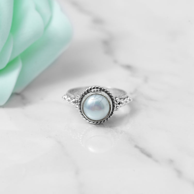 'Boho' Pearl 925 Solid Sterling Silver Ring