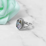 Abalone Shell Ring, 925 Solid Sterling Silver Ring