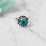 'Fortuna' Blue Copper Turquoise 925 Solid Sterling Silver Ring