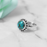 'Fortuna' Blue Copper Turquoise 925 Solid Sterling Silver Ring