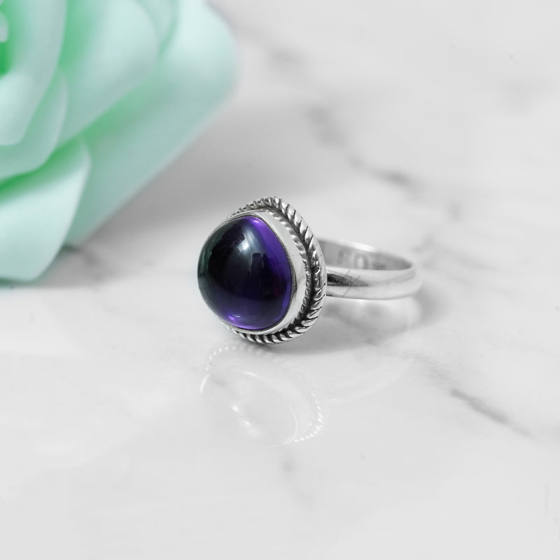 Amethyst Ring, 925 Solid Sterling Silver Ring