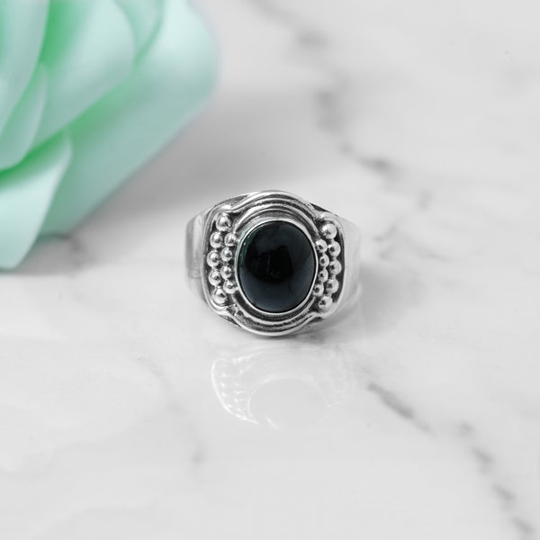 'BIA' Black Onyx 925 Solid Sterling Silver Ring