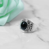 'BIA' Black Onyx 925 Solid Sterling Silver Ring