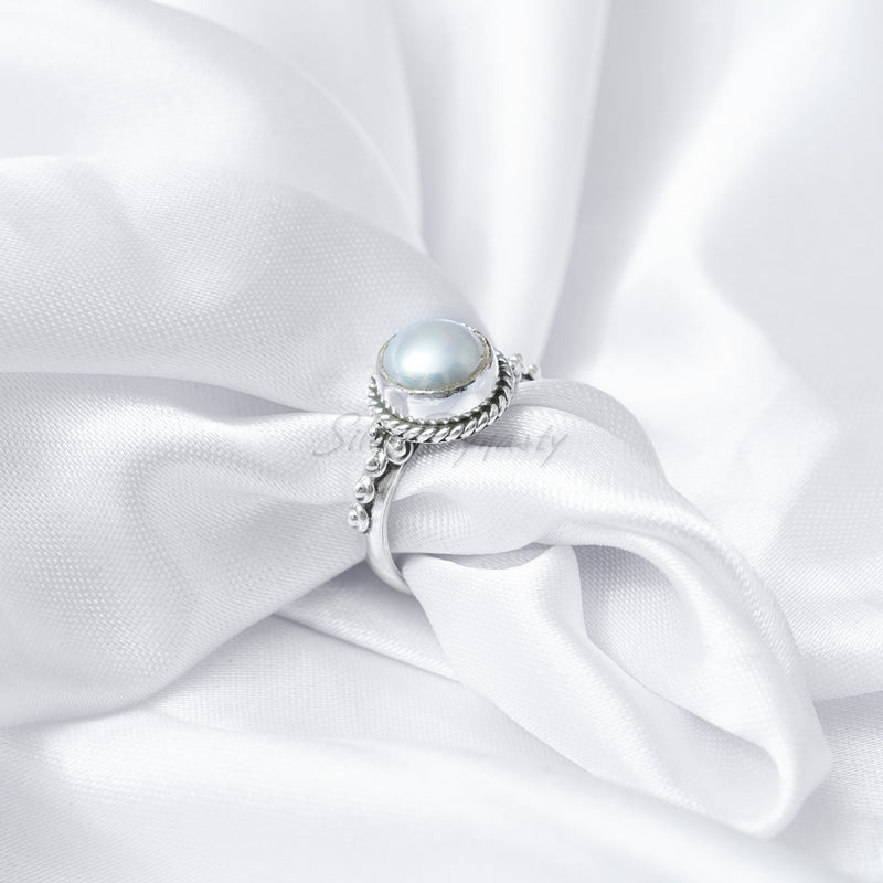 'Boho' Pearl 925 Solid Sterling Silver Ring