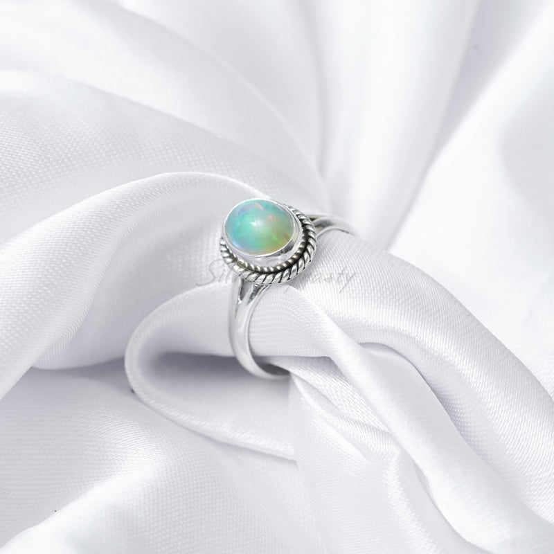 Ethiopian Opal Ring, 925 Solid Sterling Silver Ring