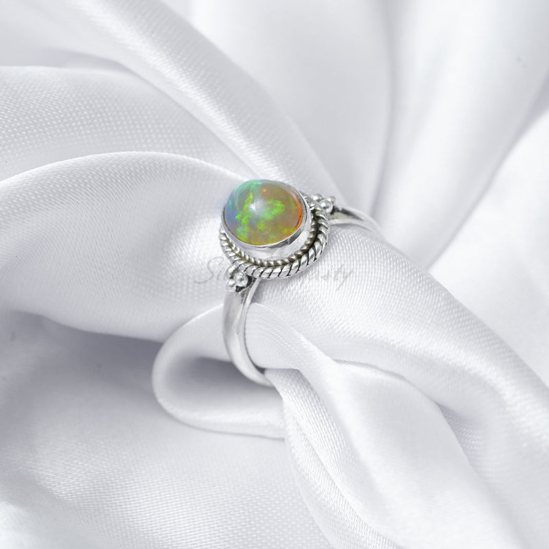 Ethiopian Opal Ring, 925 Solid Sterling Silver Ring