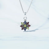 Multi Stone Pendant, Flower Pendant, 925 Solid Sterling Silver Pendant, Garnet Pendant