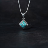 'BIA' Blue Copper Turquoise Pendant, 925 Solid Sterling Silver Pendant