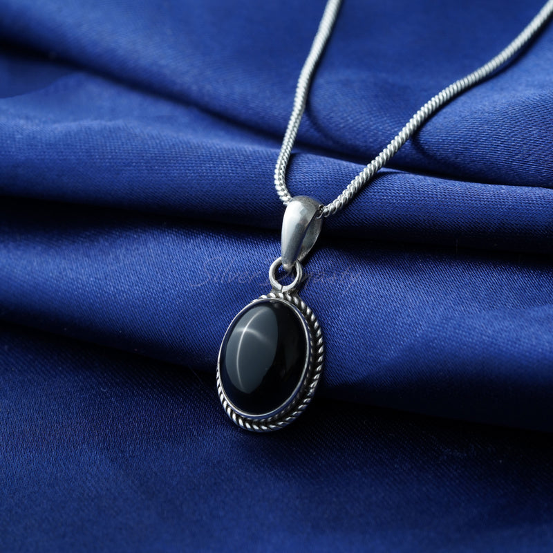 Black Onyx Pendant, 925 Solid Sterling Silver Pendant