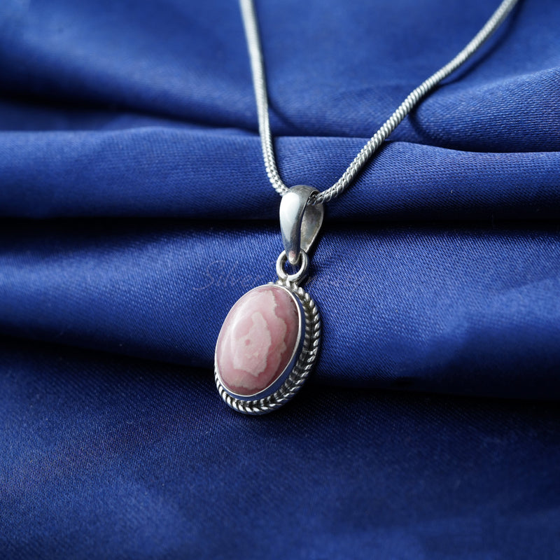 Rhodochrosite Pendant, 925 Solid Sterling Silver Pendant