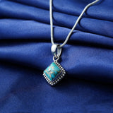 'BIA' Blue Copper Turquoise Pendant, 925 Solid Sterling Silver Pendant