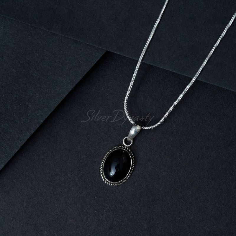 Black Onyx Pendant, 925 Solid Sterling Silver Pendant