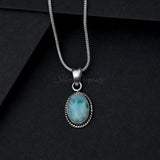 Larimar Pendant, 925 Solid Sterling Silver Pendant