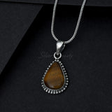 Tiger Eye Pendant, 925 Solid Sterling Silver Pendant