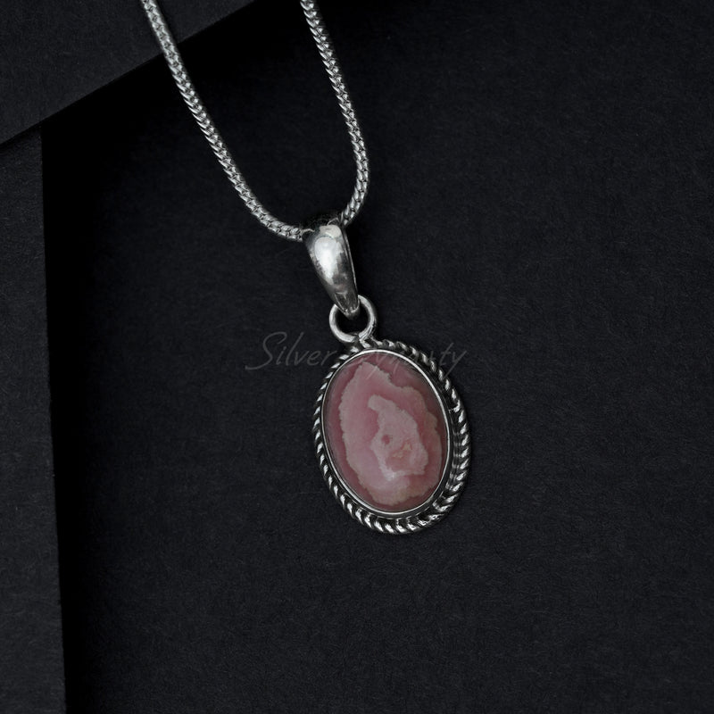 Rhodochrosite Pendant, 925 Solid Sterling Silver Pendant