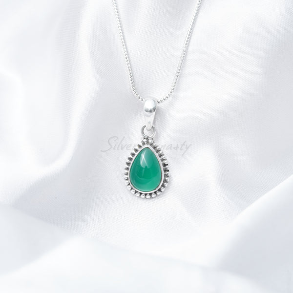 Green Onyx Pendant, 925 Solid Sterling Silver Pendant