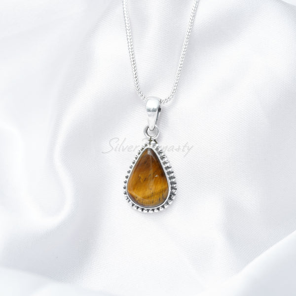 Tiger Eye Pendant, 925 Solid Sterling Silver Pendant