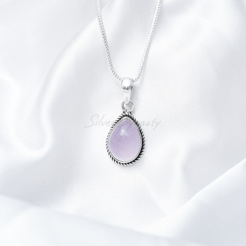 Rose Quartz Pendant, 925 Solid Sterling Silver Pendant