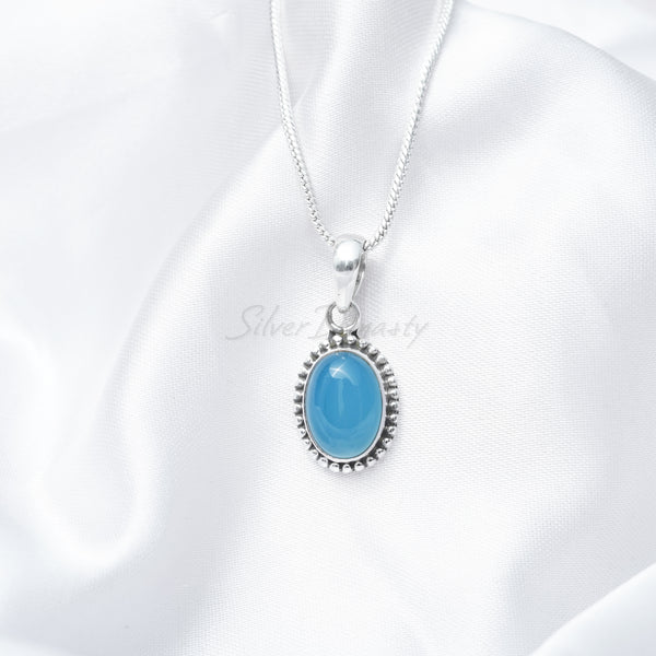 Chalcedony Pendant, 925 Solid Sterling Silver Pendant