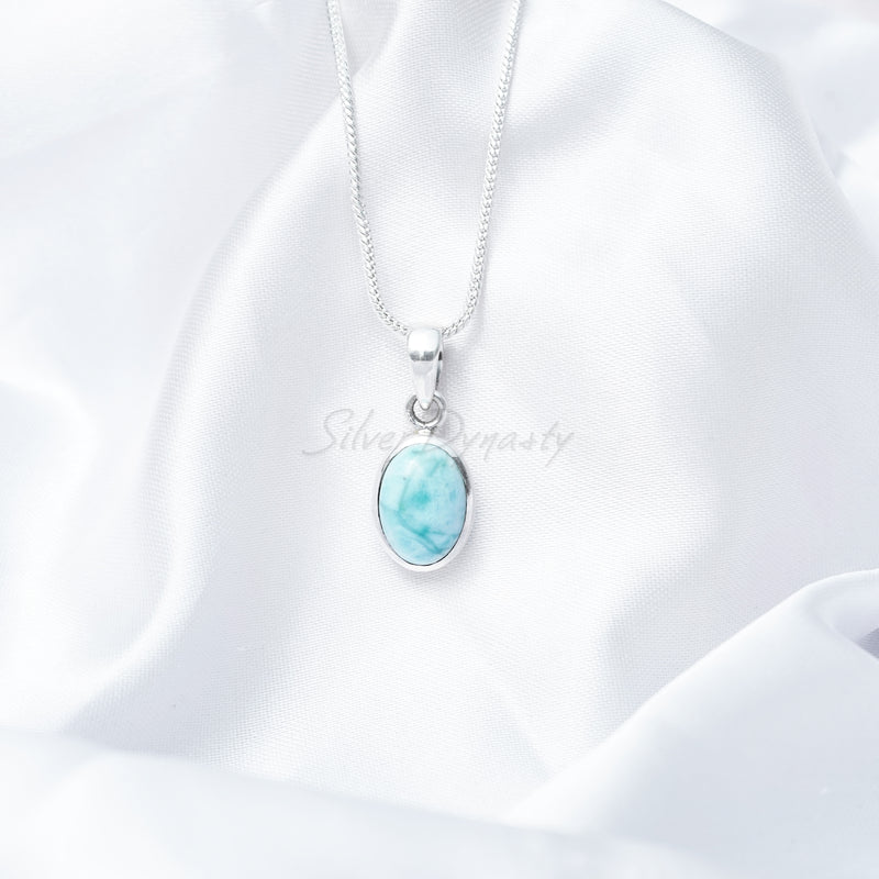 Larimar Pendant, 925 Solid Sterling Silver Pendant