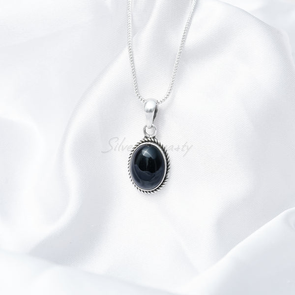 Black Onyx Pendant, 925 Solid Sterling Silver Pendant