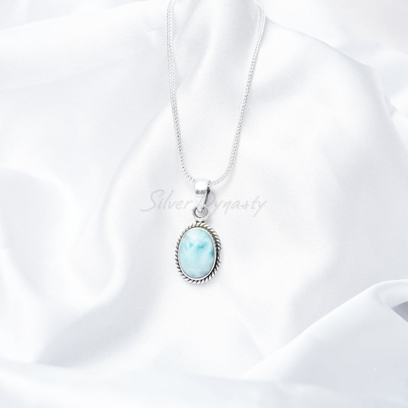 Larimar Pendant, 925 Solid Sterling Silver Pendant