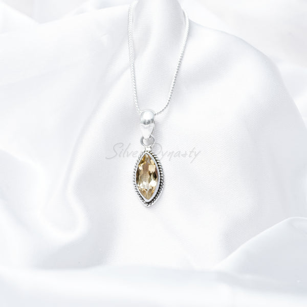 Citrine Pendant, 925 Solid Sterling Silver Pendant