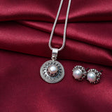 Pearl Pendant and Earring Set, Pearl Set, 925 Sterling Silver Set