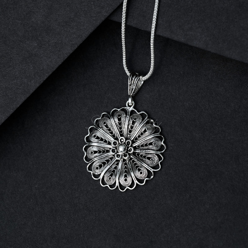 Silver Pendant, Flower Pendant, 925 Solid Sterling Silver Pendant