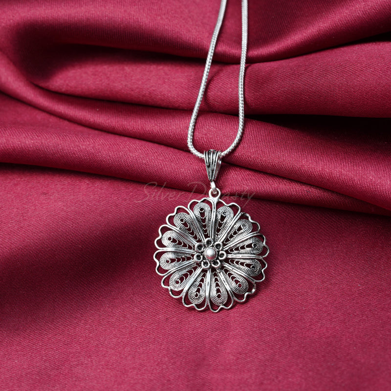 Silver Pendant, Flower Pendant, 925 Solid Sterling Silver Pendant