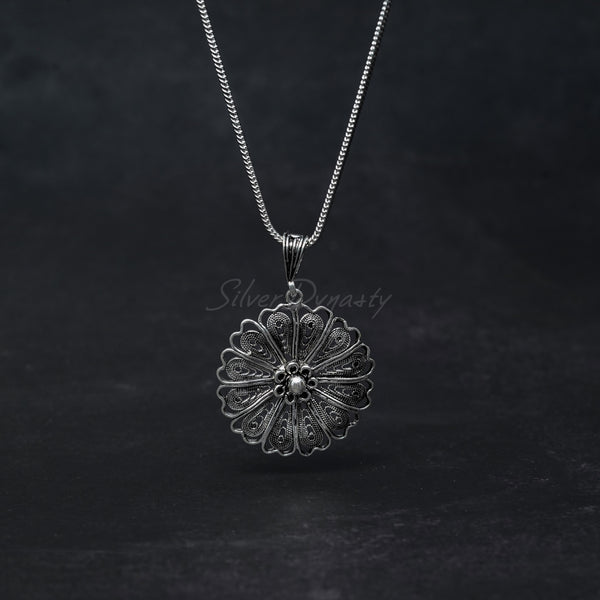 Silver Pendant, Flower Pendant, 925 Solid Sterling Silver Pendant