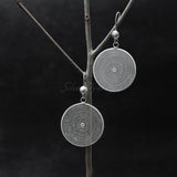 Circular Silver Earrings, 925 Solid Sterling Silver Earrings