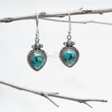 'BOHO' Blue Copper Turquoise Silver Earring, 925 Solid Sterling Silver Earring