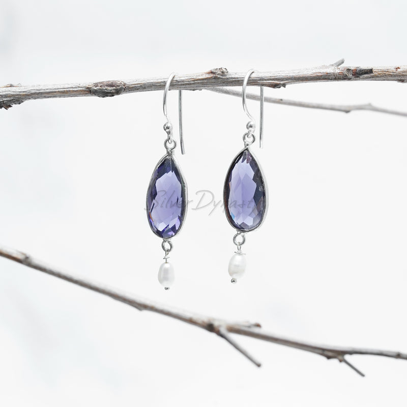 Amethyst Silver Earring, 925 Solid Sterling Silver Earring