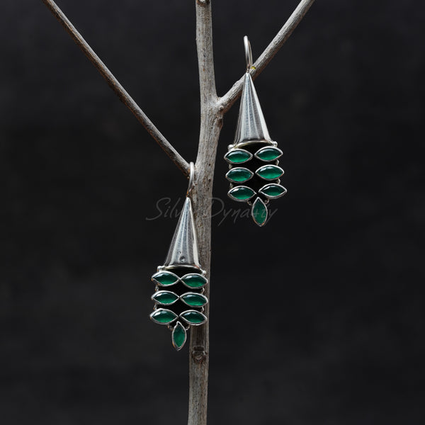 Green Onyx 925 Solid Sterling Silver Earrings