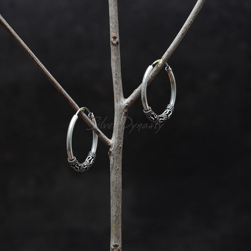 Silver Loop Earrings, 925 Solid Sterling Silver Earrings, Silver Loops