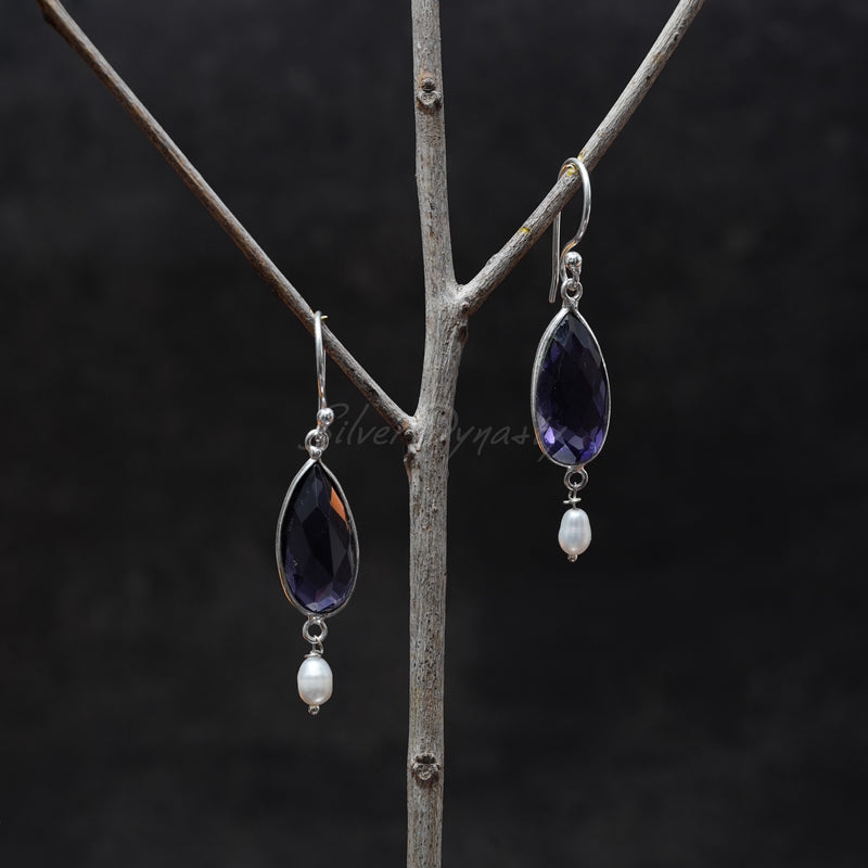 Amethyst Silver Earring, 925 Solid Sterling Silver Earring