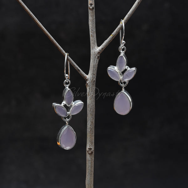 Rose Quartz Silver Earring, 925 Solid Sterling Silver Earring