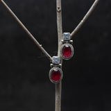 Garnet Earring, 925 Solid Sterling Silver Earring, Garnet and Zircon Earring