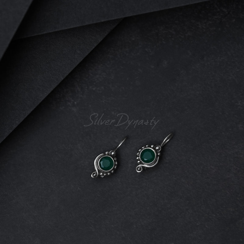 Green Onyx 925 Solid Sterling Silver Earrings