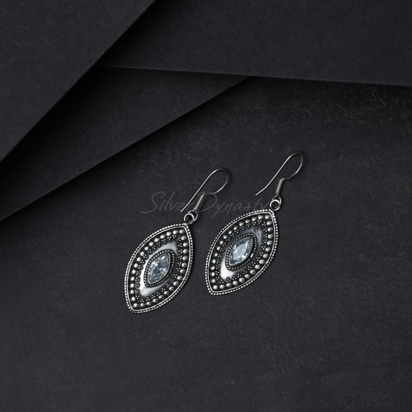 Silver Earring, Zircon Earring, 925 Solid Sterling Silver Earring