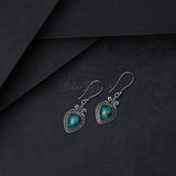 'BOHO' Blue Copper Turquoise Silver Earring, 925 Solid Sterling Silver Earring